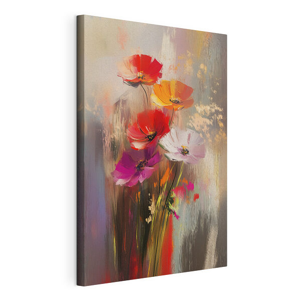 Schilderij van bloemen op een glazen oppervlak Canvas Schilderijen Schilderij van bloemen op een glazen oppervlak