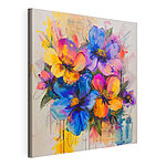 Canvas Schilderijen Schilderij van bloemen op een wit oppervlak