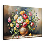 Canvas Schilderijen Schilderij van bloemen in een vaas