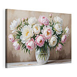Canvas Schilderijen Vaas met bloemen op een tafel