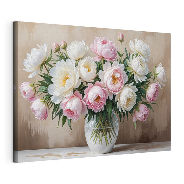 Vaas met bloemen op een tafel Canvas Schilderijen Vaas met bloemen op een tafel