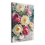Canvas Schilderijen Boeket bloemen met bladeren
