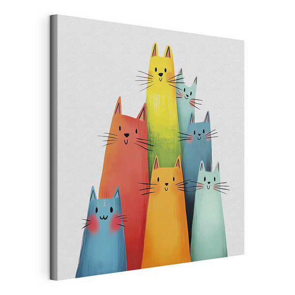 Groep katten met verschillende kleuren Canvas Schilderijen Groep katten met verschillende kleuren