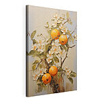 Canvas Schilderijen Schilderij van sinaasappels en bloemen