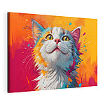 Canvas Schilderijen Kat met kleurrijke verfspatten