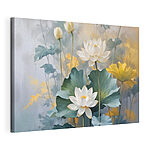 Canvas Schilderijen Schilderij van witte bloemen en groene bladeren