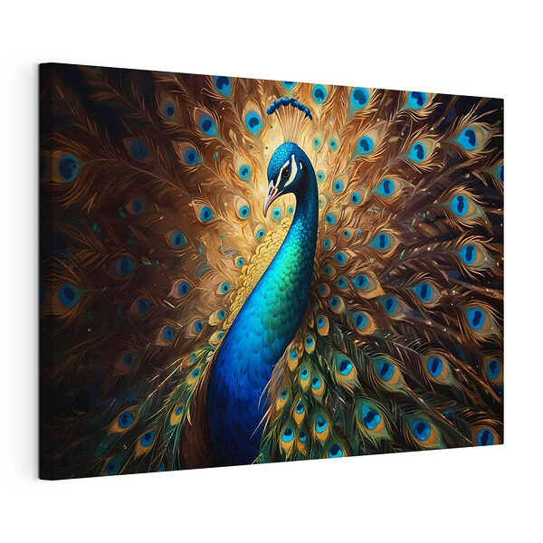 Pauw met gespreide staartveren Canvas Schilderijen Pauw met gespreide staartveren
