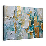 Canvas Schilderijen Abstracte elegantie in crème en groenblauw