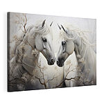 Canvas Schilderijen Twee witte paarden met lange manen