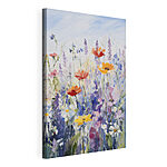 Canvas Schilderijen Schilderij van bloemen in een veld