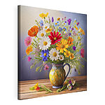 Canvas Schilderijen Kleurrijke bloemen in een vaas
