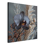 Canvas Schilderijen Zwarte bloem met witte bloemen