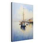 Canvas Schilderijen Aquarel van een boot in een haven