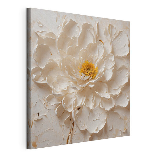 Witte bloem met geel hart Canvas Schilderijen Witte bloem met geel hart