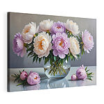 Canvas Schilderijen Vaas met bloemen op een tafel