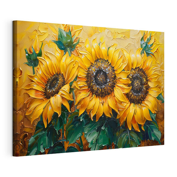 Heldere zonnebloemen in artistieke bloei Canvas Schilderijen Heldere zonnebloemen in artistieke bloei