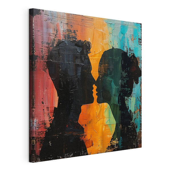 Canvas Schilderijen Man en vrouw zoenen