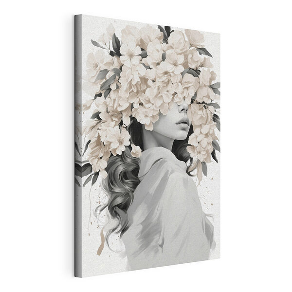 Canvas Schilderijen Vrouw met bloemen op haar hoofd