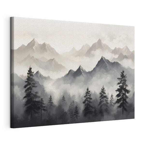 Canvas Schilderijen Landschap van bergen en bomen