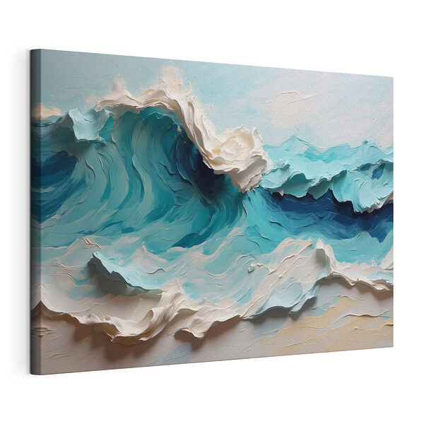 Canvas Schilderijen Schilderij van een golf