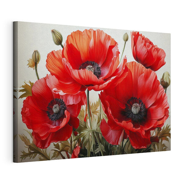 Groep rode bloemen Canvas Schilderijen Groep rode bloemen