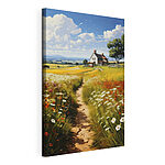 Canvas Schilderijen Pad door een bloemenveld