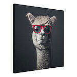 Canvas Schilderijen Lama met rode zonnebril