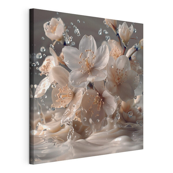 Dansende bloesems in kristalwater Canvas Schilderijen Dansende bloesems in kristalwater