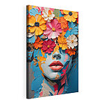 Canvas Schilderijen Gezicht bedekt met bloemen