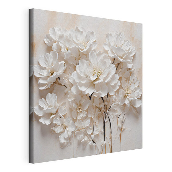 Canvas Schilderijen Groep witte bloemen
