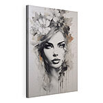 Canvas Schilderijen Schilderij van een vrouw met bloemen in haar haar