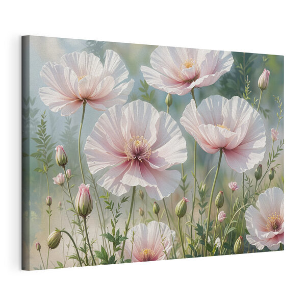 Canvas Schilderijen Groep witte bloemen