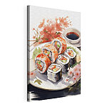 Canvas Schilderijen Bordje sushi en saus