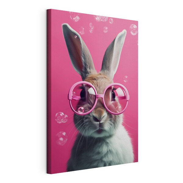 Canvas Schilderijen Konijn met roze bril