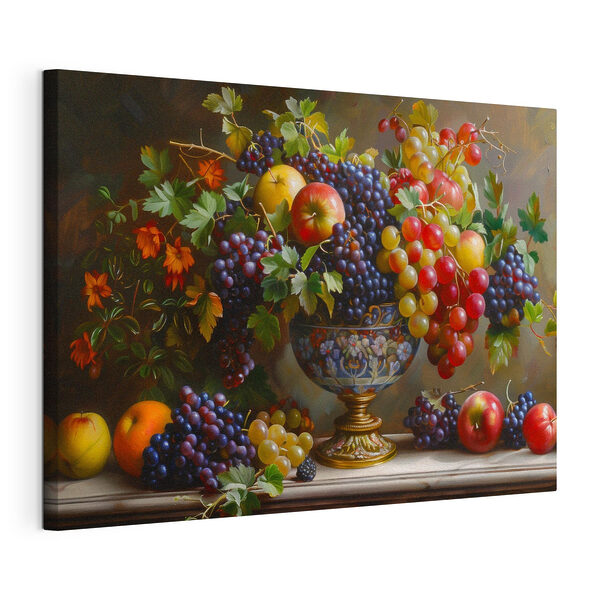 Levendig fruit dat overstroomt uit de schaal Canvas Schilderijen Levendig fruit dat overstroomt uit de schaal
