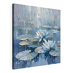 Canvas Schilderijen Schilderij van waterlelies en bladeren