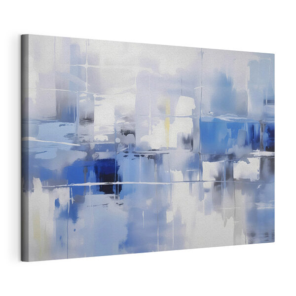 Blauwe en witte muur Canvas Schilderijen Blauwe en witte muur