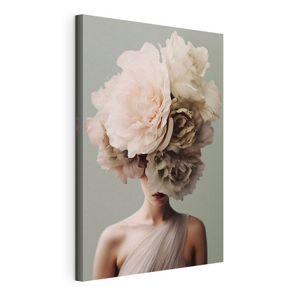 Canvas Schilderijen Vrouw met bloemen op haar hoofd