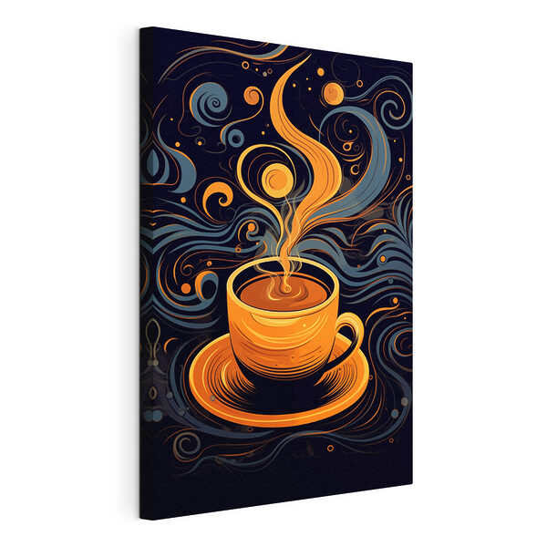 Canvas Schilderijen Koffiekopje met rook