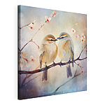 Canvas Schilderijen Twee vogels op een tak