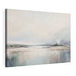 Canvas Schilderijen Schilderij van een landschap met water en mist
