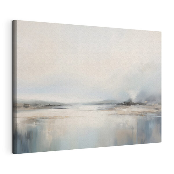 Schilderij van een landschap met water en mist Canvas Schilderijen Schilderij van een landschap met water en mist