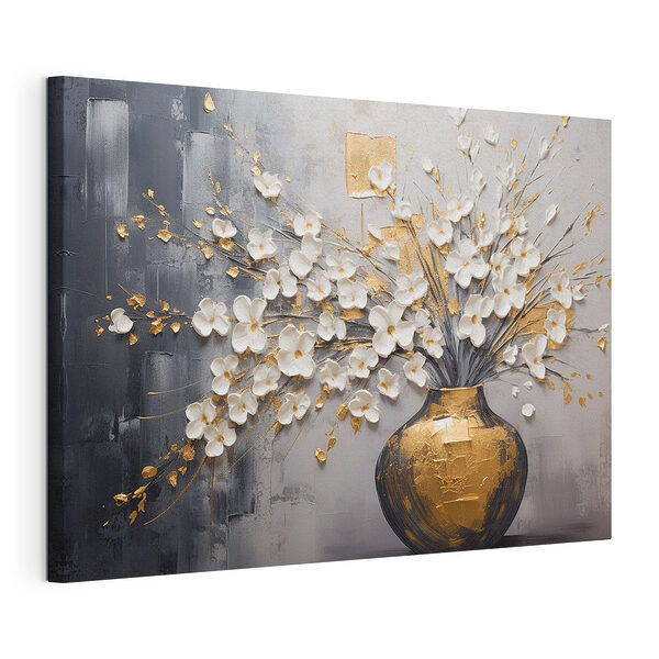 Schilderij van bloemen in een vaas Canvas Schilderijen Schilderij van bloemen in een vaas