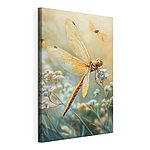 Canvas Schilderijen Libelle op een bloem
