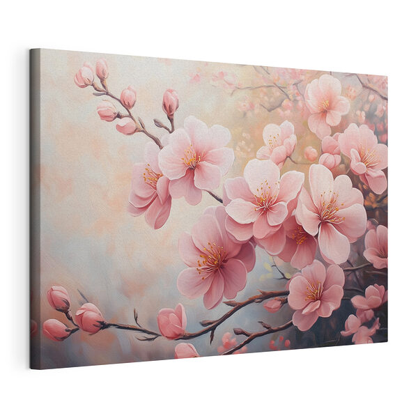 Canvas Schilderijen Schilderij van roze bloemen