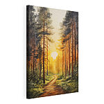 Canvas Schilderijen Schilderij van een bos met een pad en bomen