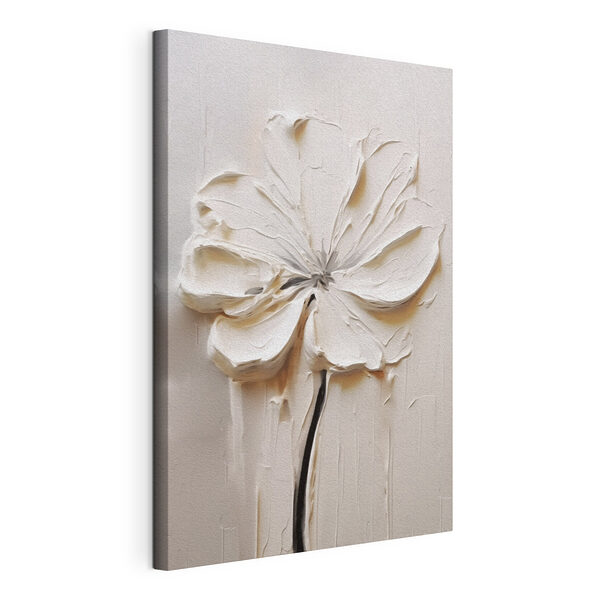 Canvas Schilderijen Witte bloem gesneden in een wit oppervlak