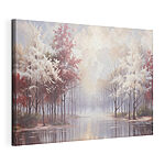 Canvas Schilderijen Waterlichaam met bomen en een bewolkte lucht