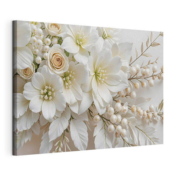 Canvas Schilderijen Elegant bloemstuk in zachte tinten