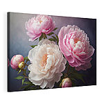 Canvas Schilderijen Groep roze en witte bloemen